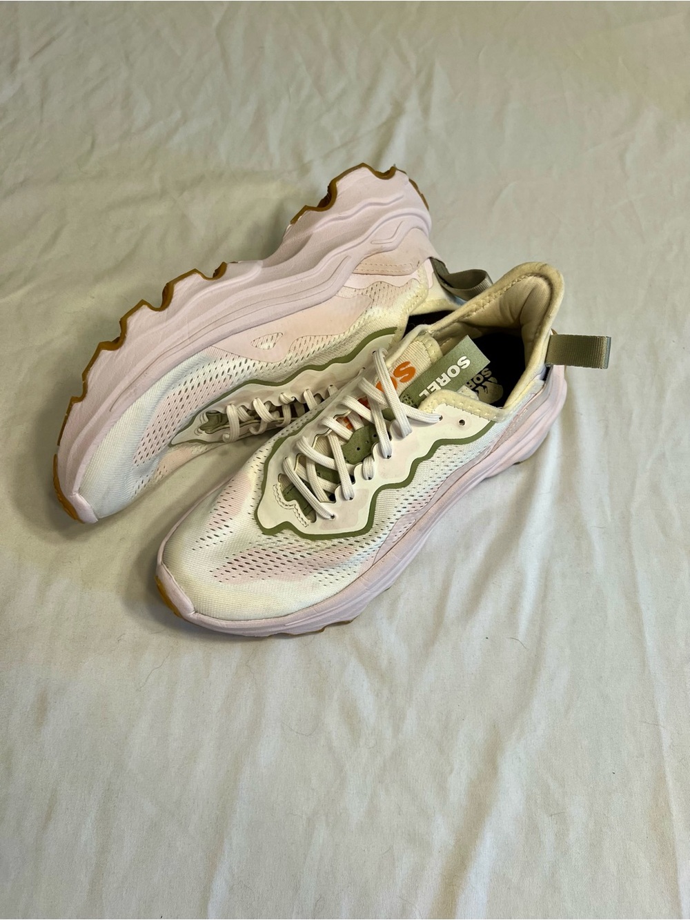Sorel Women's Pink and Sage Wave-Trim Athletic Sneakers